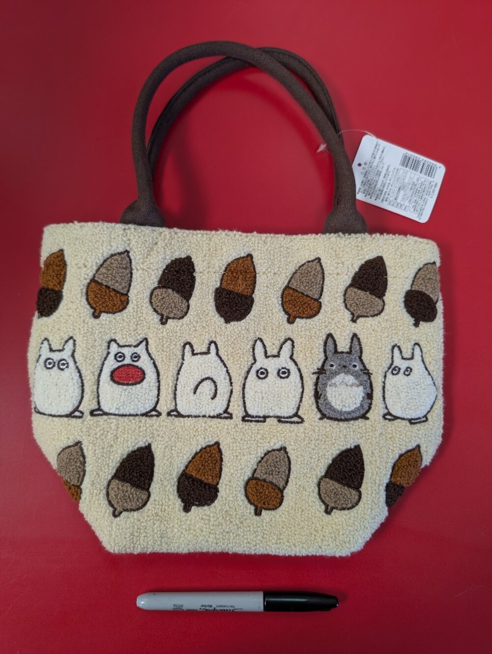Studio Ghibli Totoro Cream Acorn & Character Plush Small Tote bag - New